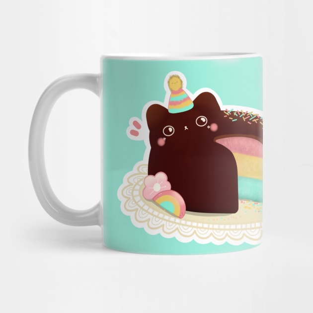 Rainbow Cat Celebration Chocolate Cake by Rinco Ronki